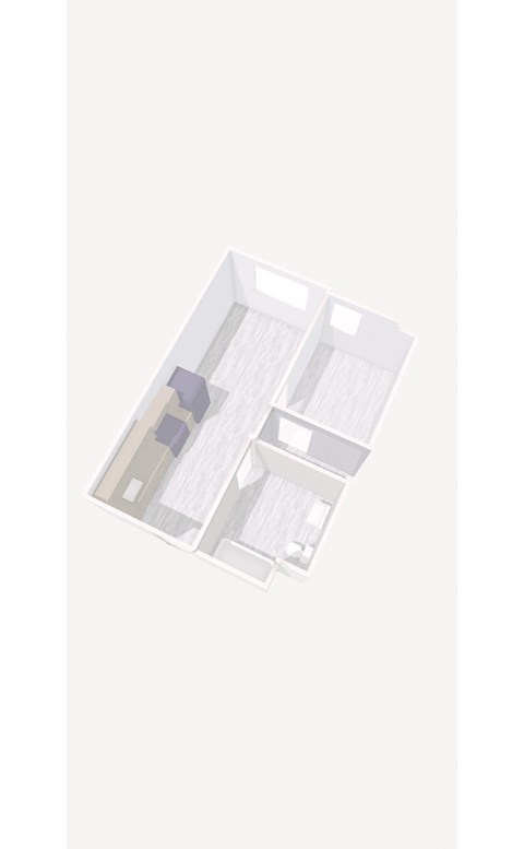 Floor plan for 1 bed, 1 bath, 410 sqft